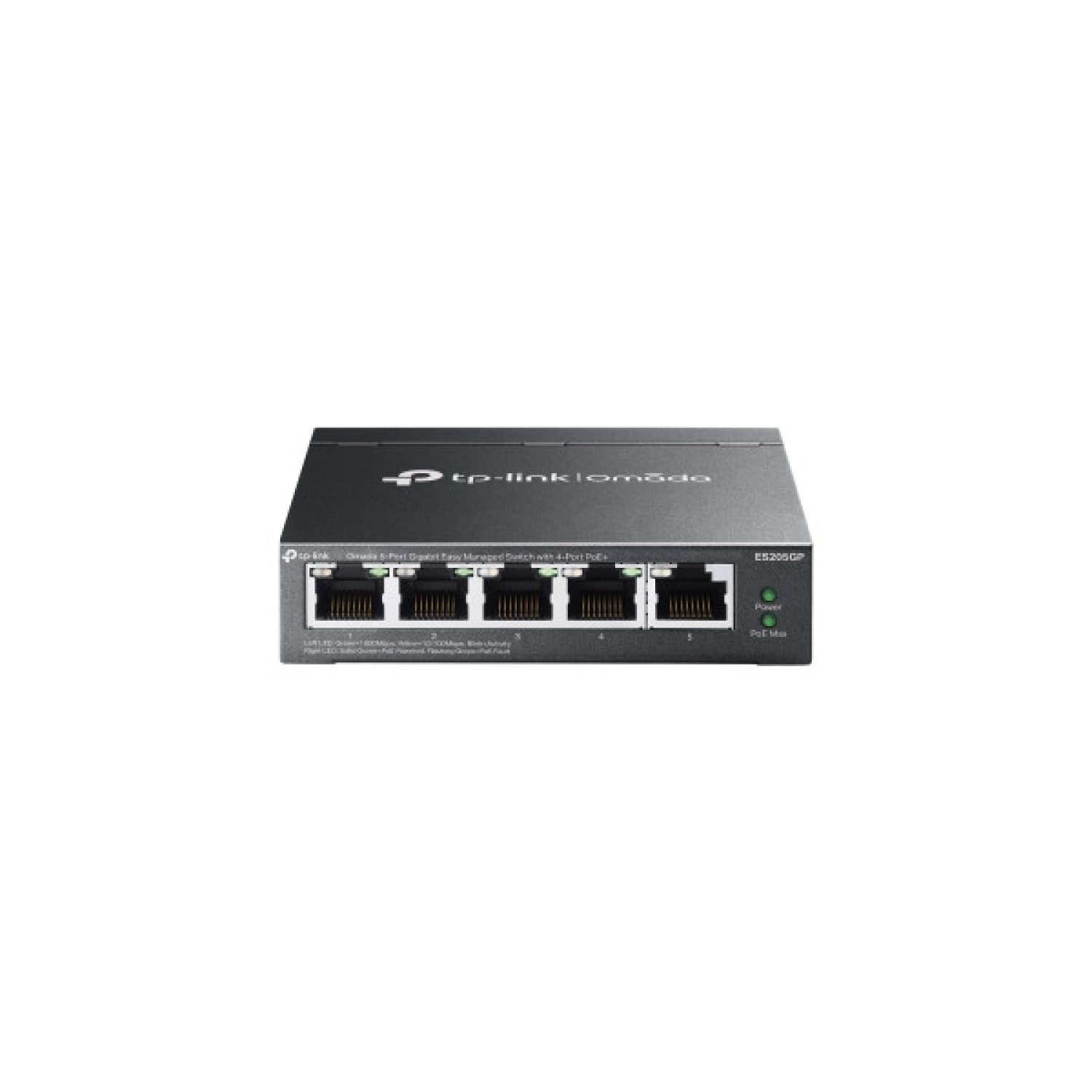 TP-Link Omada · Switch Gestionado 5 Puertos · 4× Gigabit PoE+ · 65W · Fanless