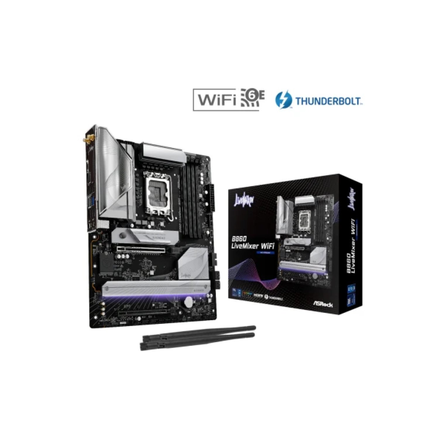 ASRock B860 LiveMixer · Placa Base ATX · Intel LGA1851 · 4 DDR5 · WiFi · USB 10Gbps