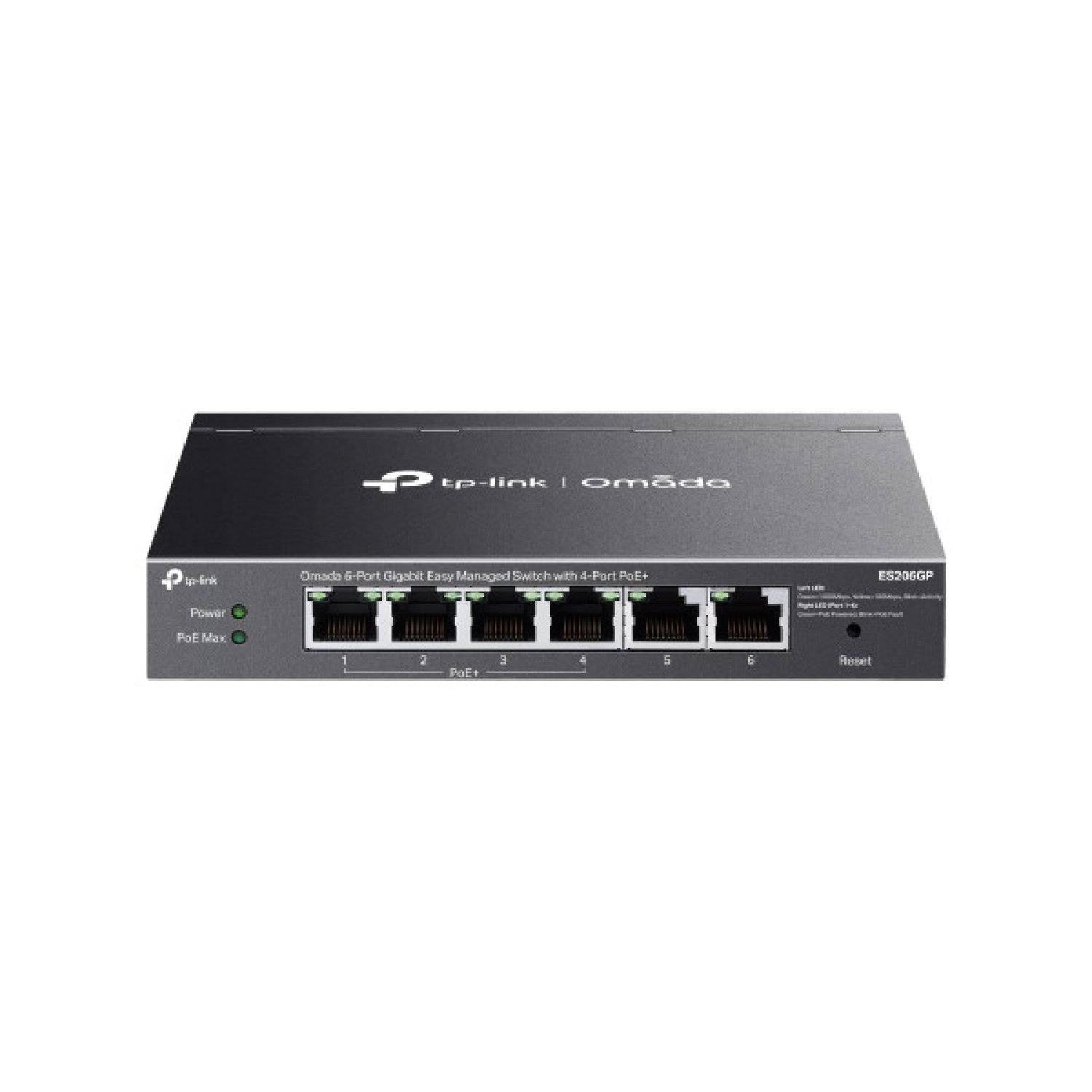 TP-Link Omada ES206GP · Switch Gigabit Gestionado · 6 Puertos · 4 Puertos PoE+