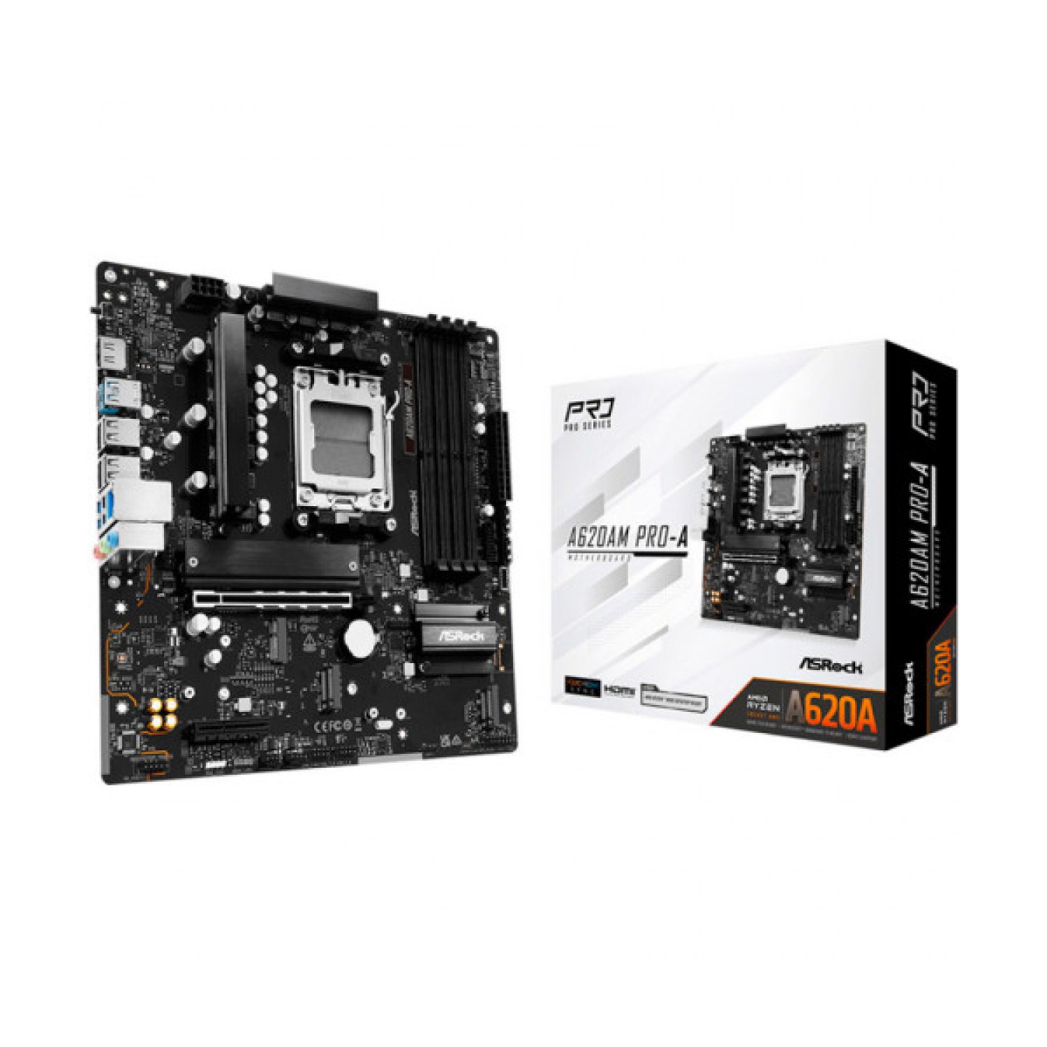 ASRock A620M PRO-A · Socket AM5 · AMD A620 · DDR5 · 4 Ranuras · 256GB · MatX · WiFi · 2.5GB LAN