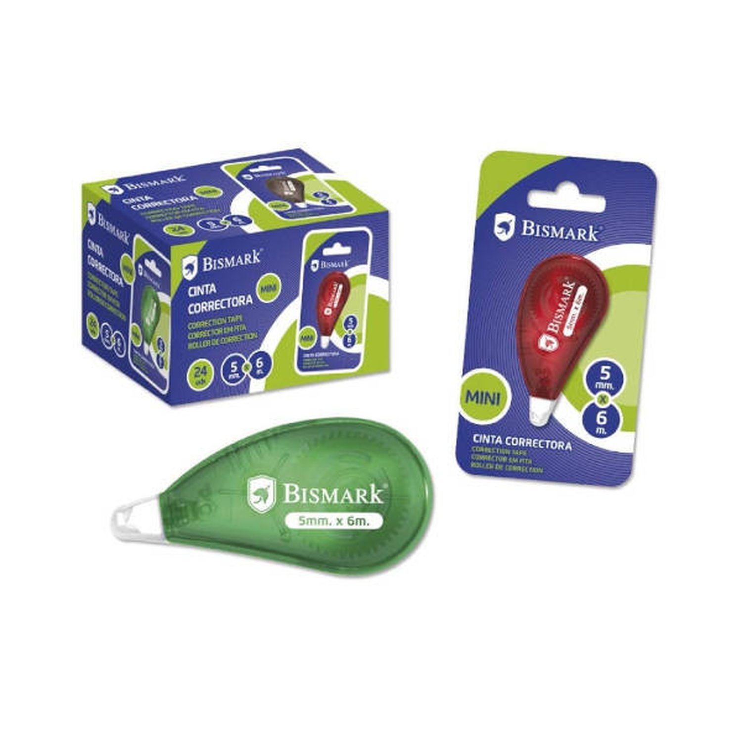 CINTA CORRECTORA MINI 6 METROS X 5 MM. BISMARK 325761 (24 Uds)