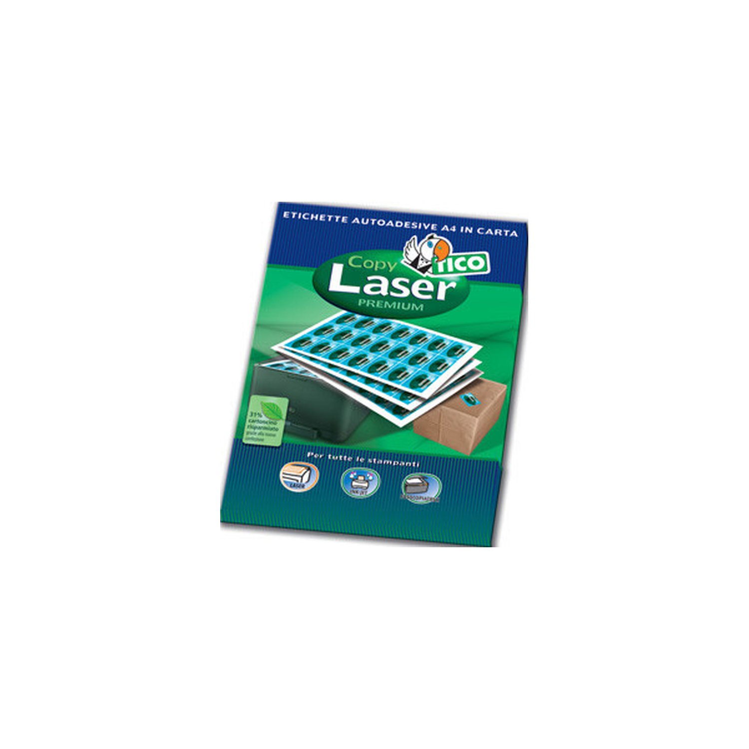 CAJA 100 HOJAS ETIQUETAS BLANCAS CON MÁRGENES-LÁSER/LÁSER DE COLOR/INYECCIÓN DE TINTA/FOTOCOPIADORAS-38X21,2 MM TICO LP4W-3821